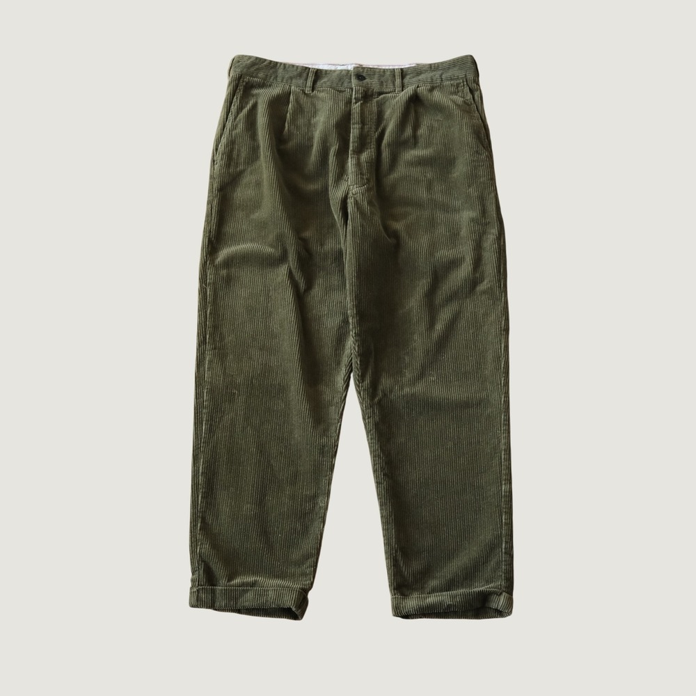 Alex Mill Standard Pleated Pant Olive Rugged Corduroy Relaxed Tapered 34 Chino